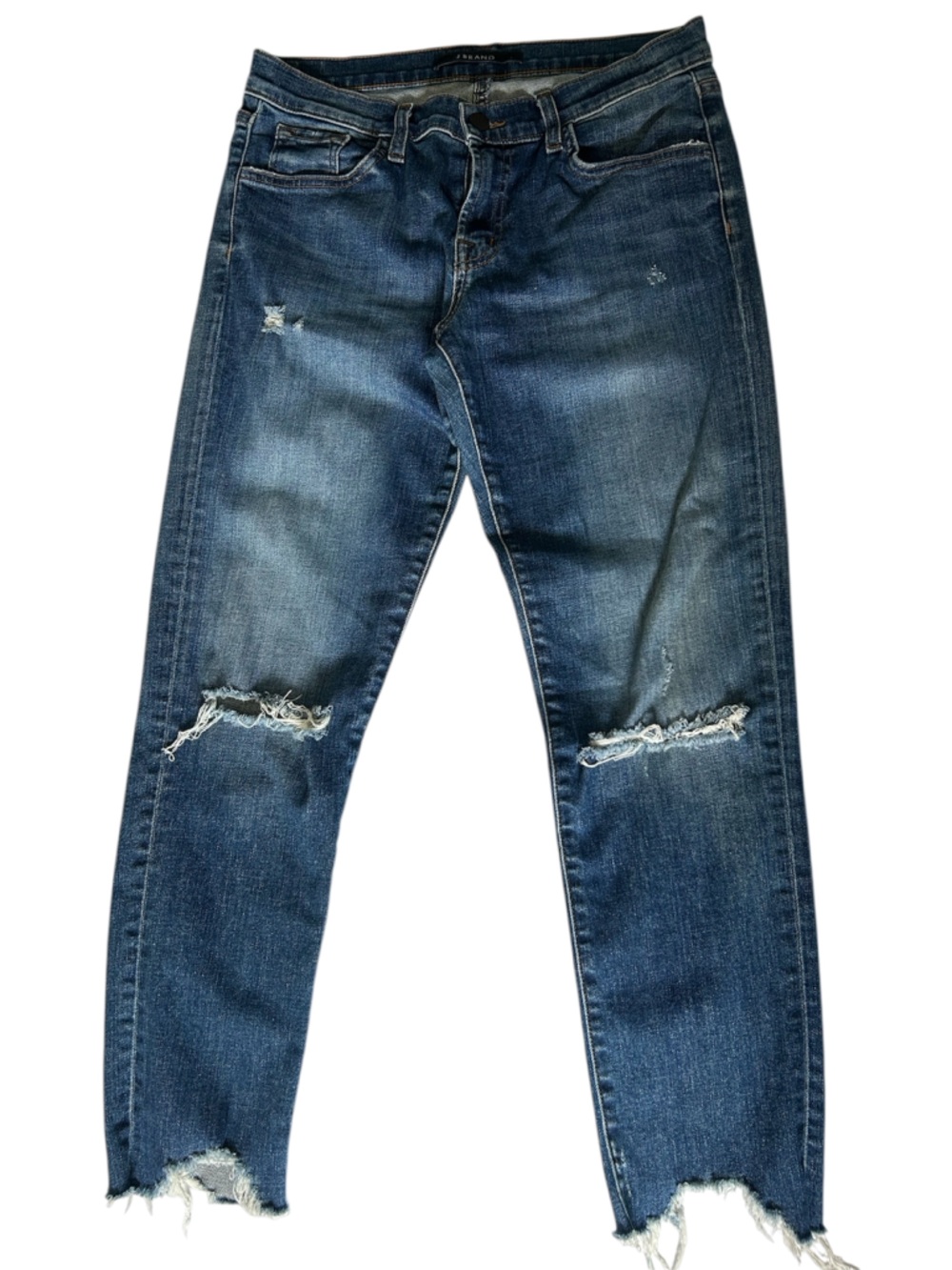 J Brand Women Distressed Dark Blue Skinny Jeans